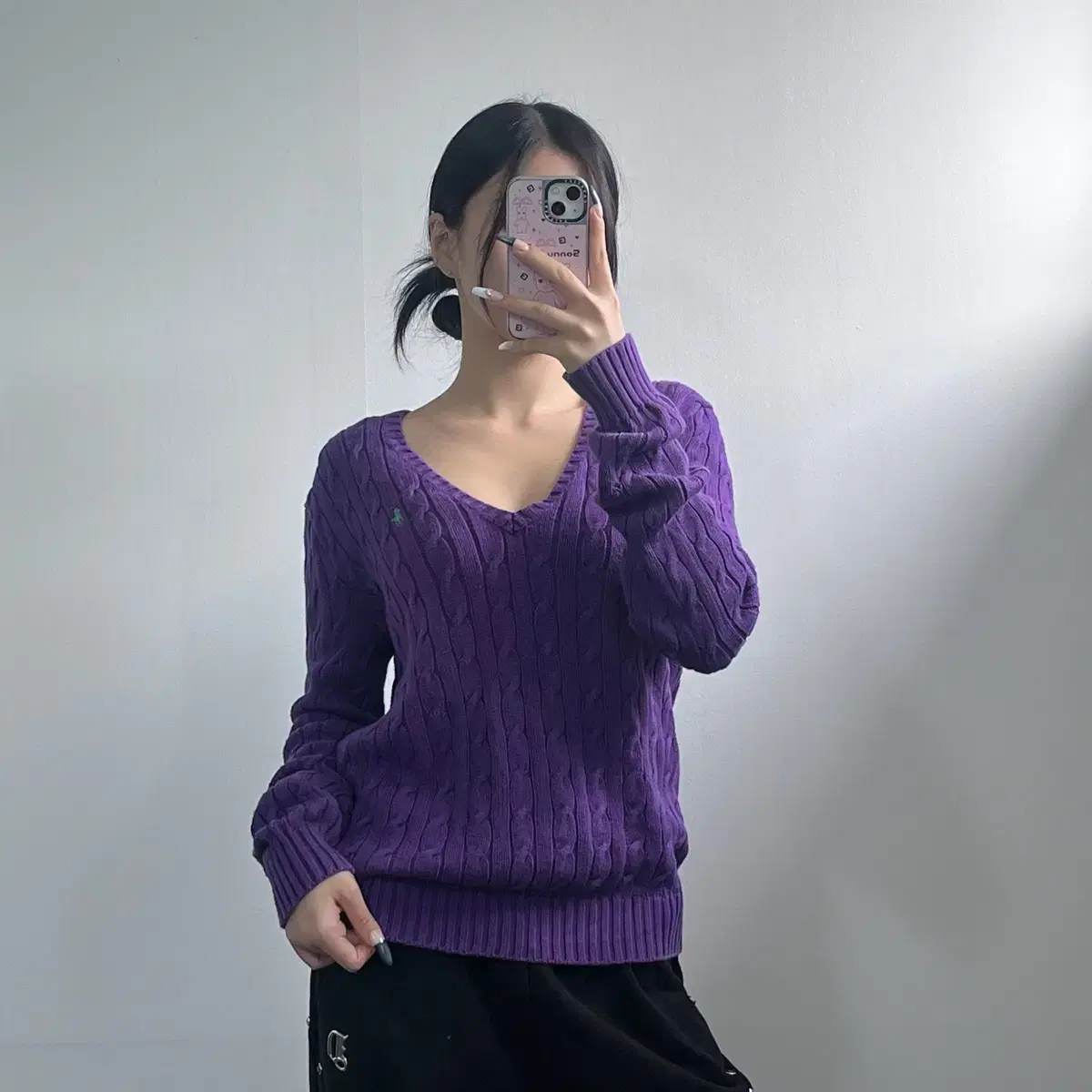 Polo Ralph Lauren purple V-neck knit